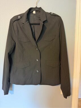 Old Navy Women's Black Pinstripe Military-Style Blazer